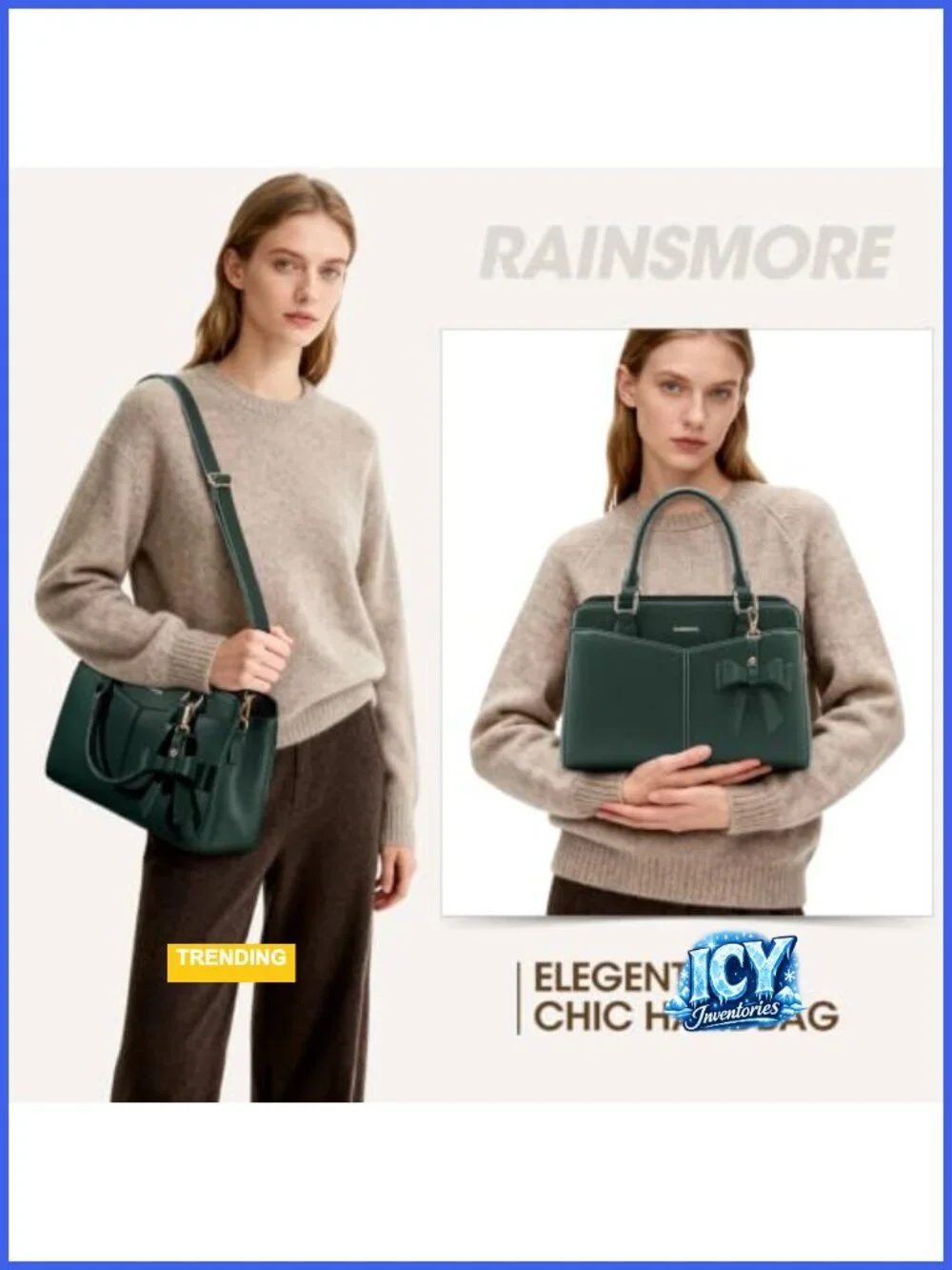 PU Leather Satchel Purse for Women, Work Handbag with Bowknot, Fits 11-in iPad
